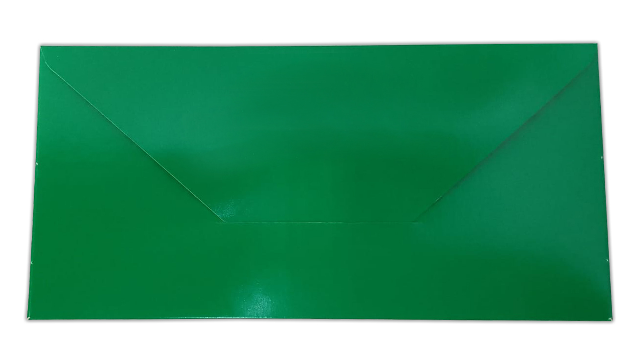 Конверт для денег 82x167 мм, зеленый, картон 200 г